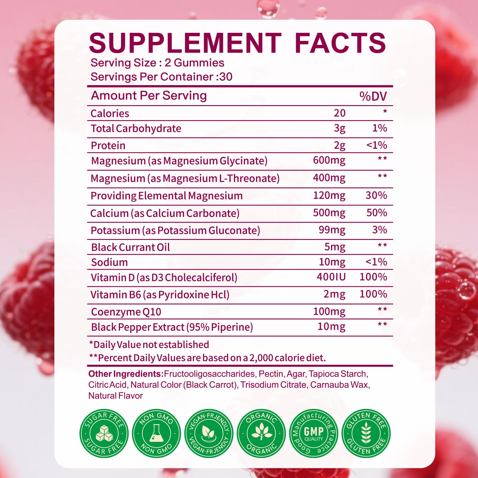 Side view of magnesium glycinate gummies bottle with chewables