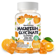 Bottle of Magnesium Glycinate Gummies (90 count) with orange gummies