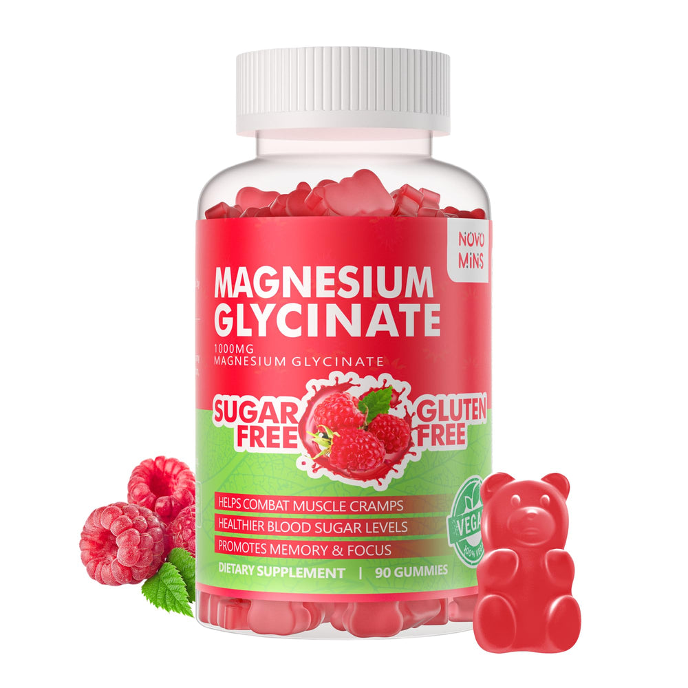 90-count Raspberry Magnesium Glycinate Gummies bottle front