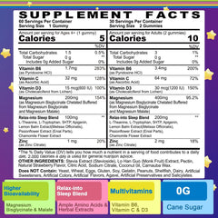 Close-up of sugar-free gummies with 400/200mg magnesium per serving