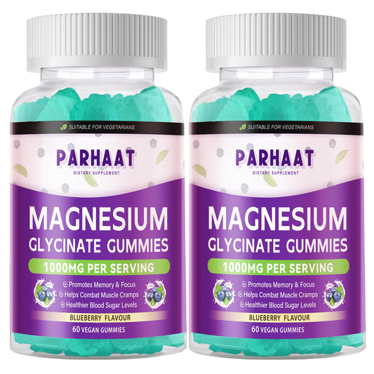 Blueberry flavored Magnesium Glycinate Gummies bottle front