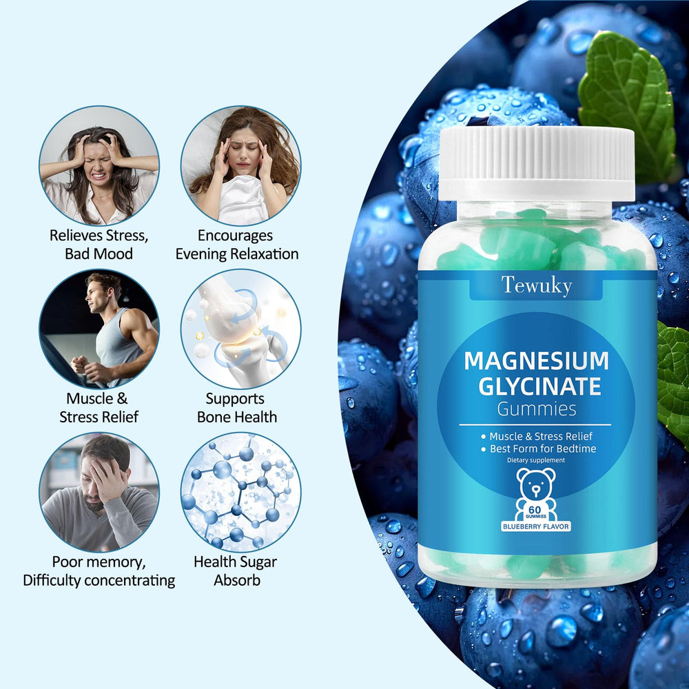Blueberry flavored Magnesium Glycinate Gummies bottle (2)