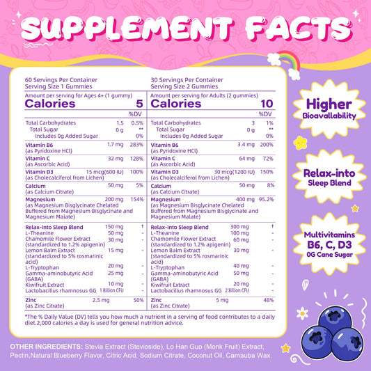 Blueberry flavor gummies for adults and children 4+
