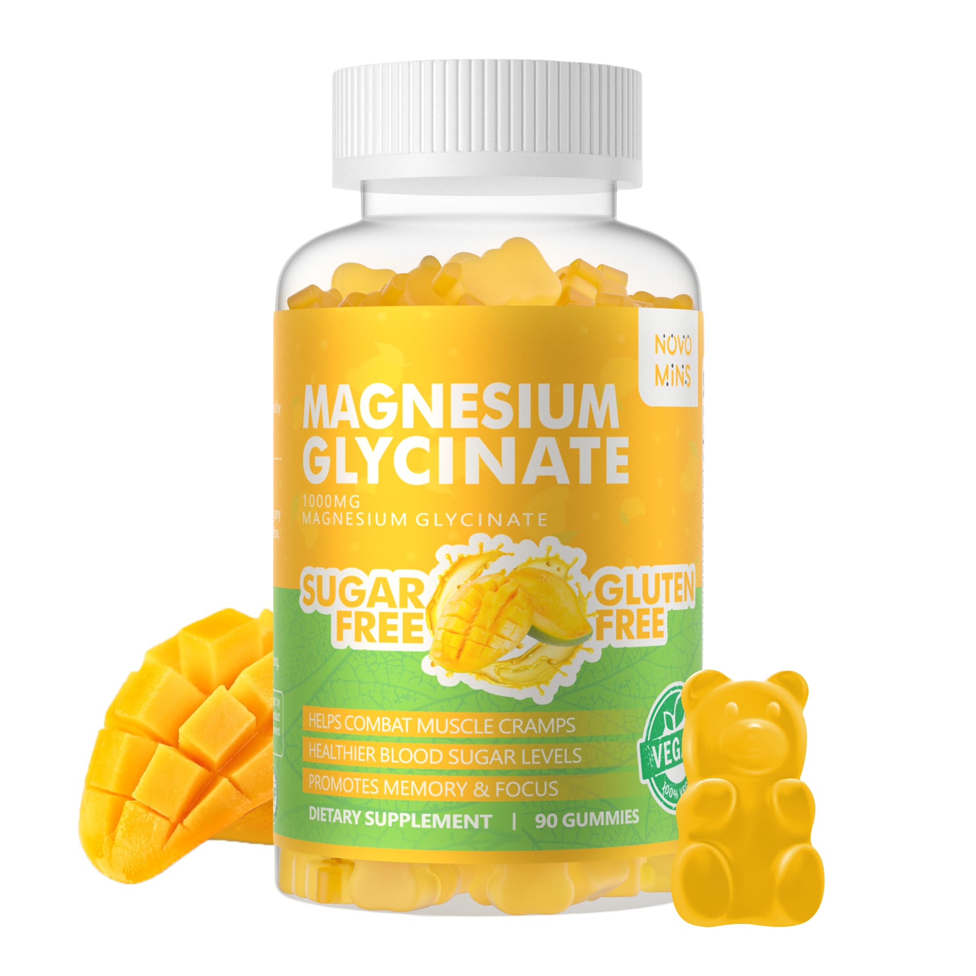Bottle of 90-count magnesium glycinate gummies