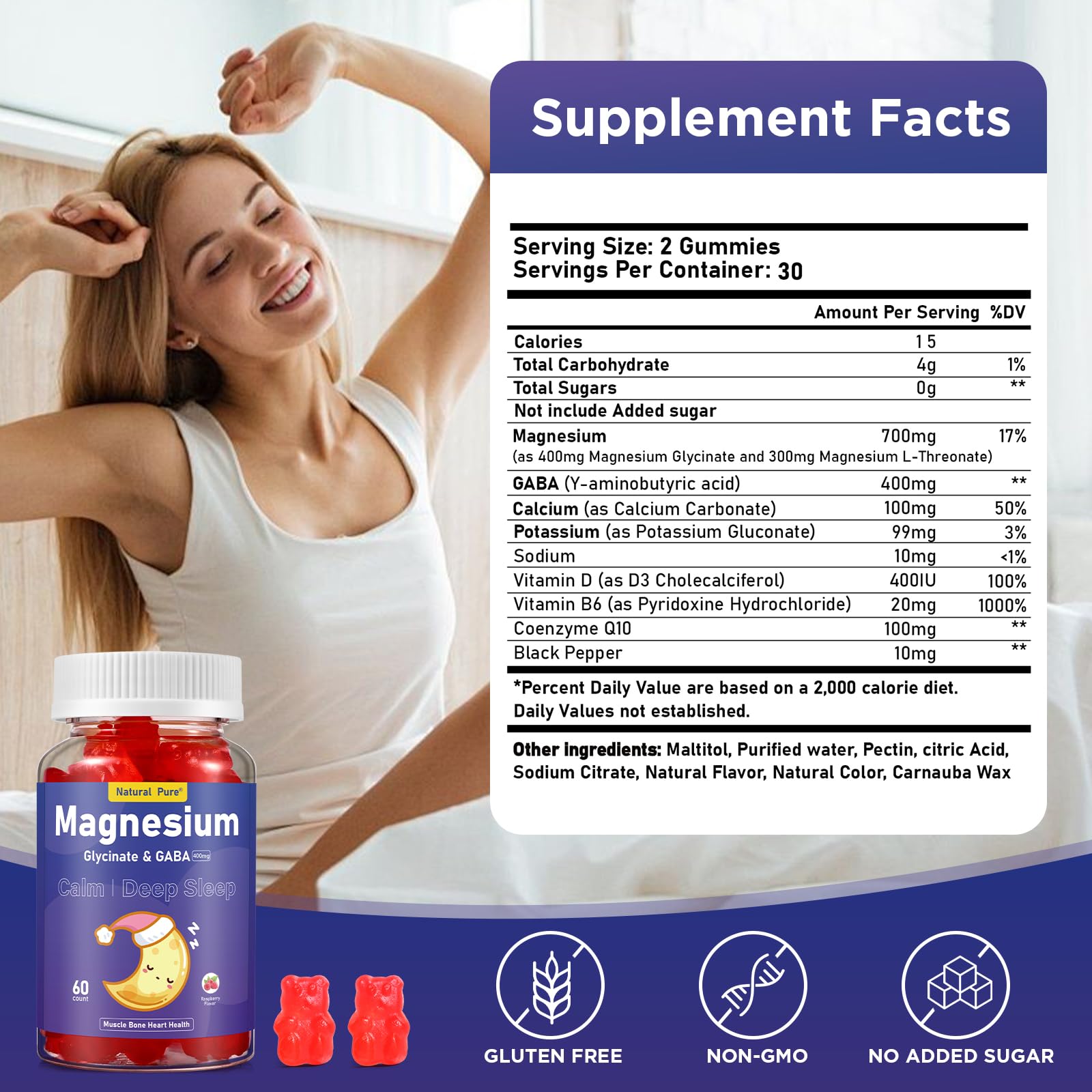 Close-up of sugar-free magnesium glycinate gummies