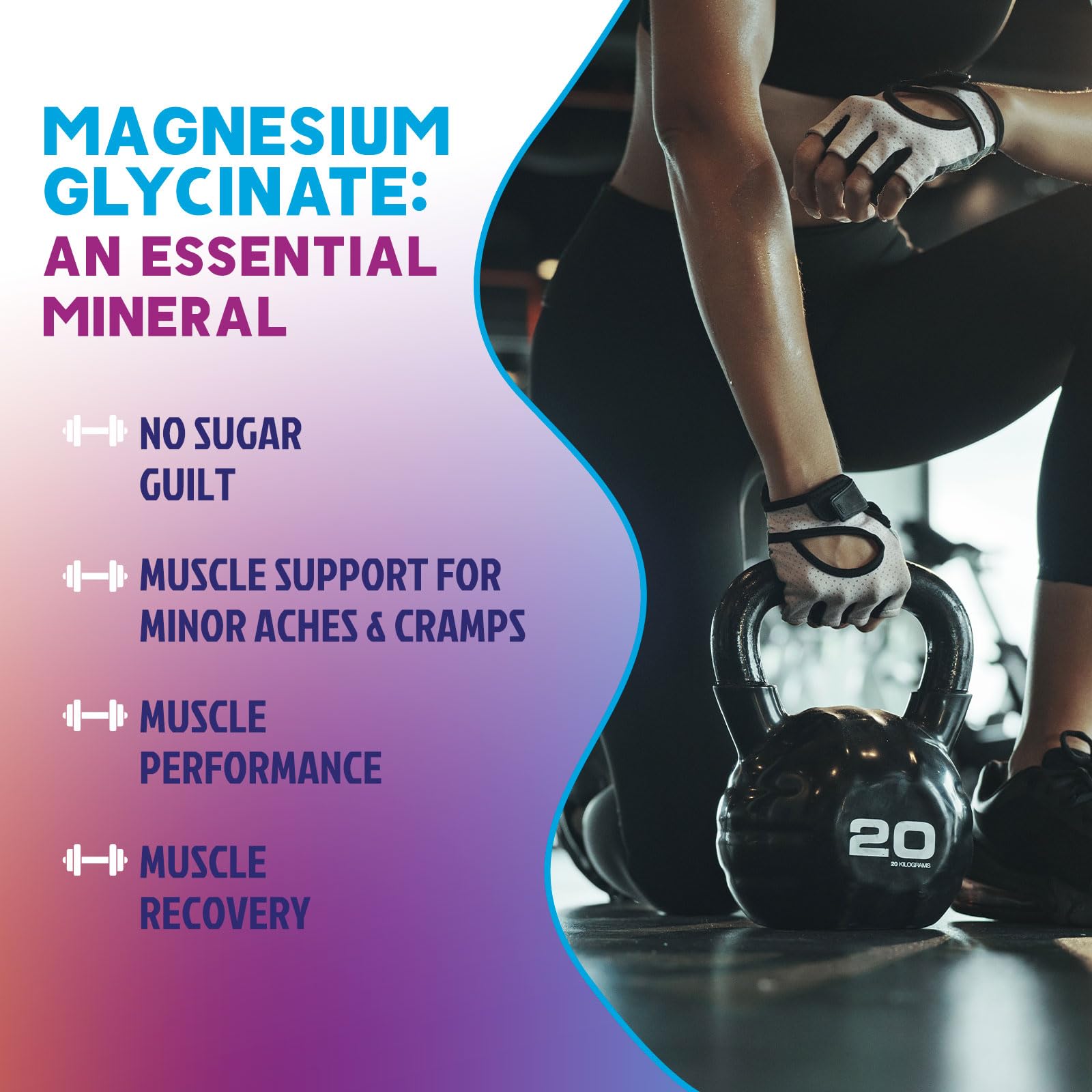Close-up of grape-flavored magnesium glycinate gummies