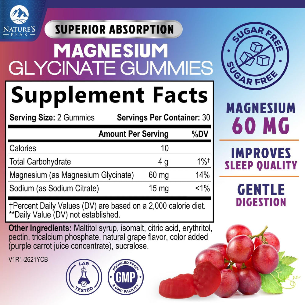 Single magnesium glycinate gummy highlighting chelated form