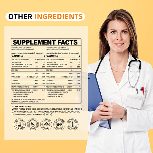 Magnesium glycinate gummies nutrition and ingredient label