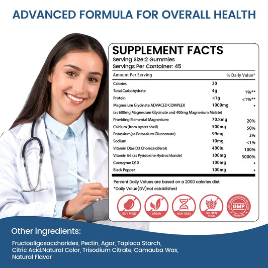 Ingredients graphic highlighting vegan, sugar-free gummies