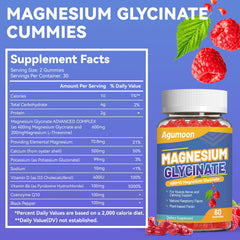 Supplement facts and ingredients panel for magnesium gummies