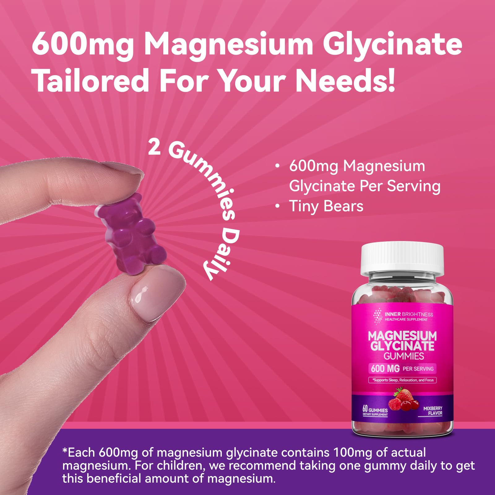 Close-up of mixed berry Magnesium Glycinate gummy texture