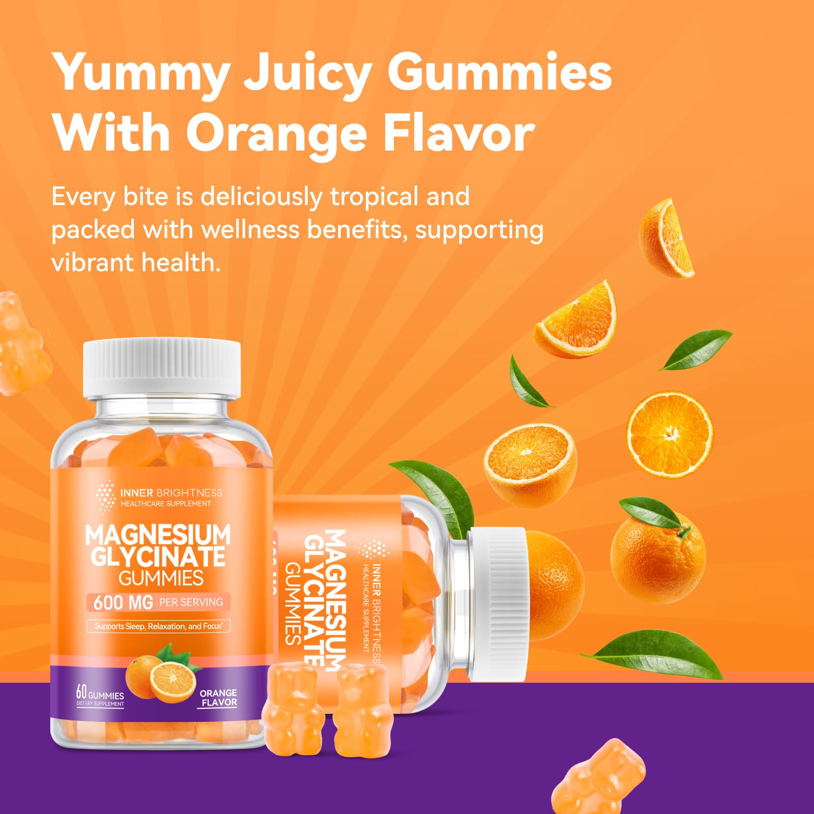 Close-up of the orange-flavored gummy with soft texture