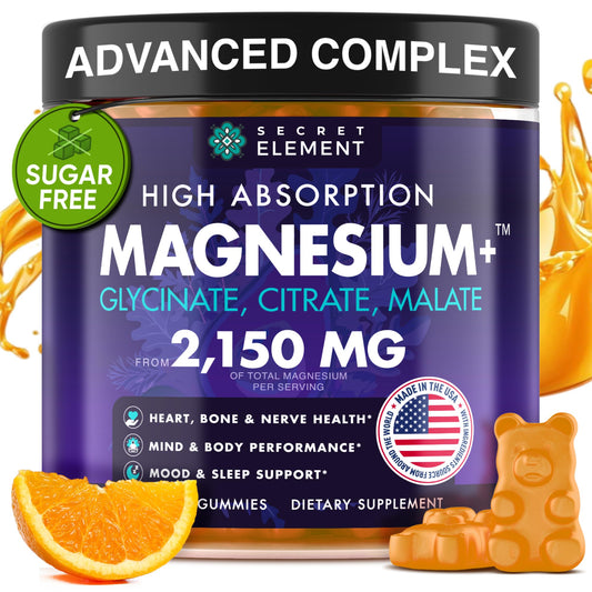 Front of Magnesium Glycinate Gummies orange bottle with 60 chews