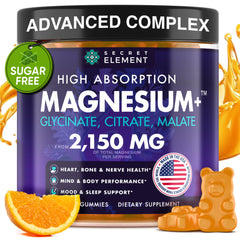 Front of Magnesium Glycinate Gummies orange bottle with 60 chews
