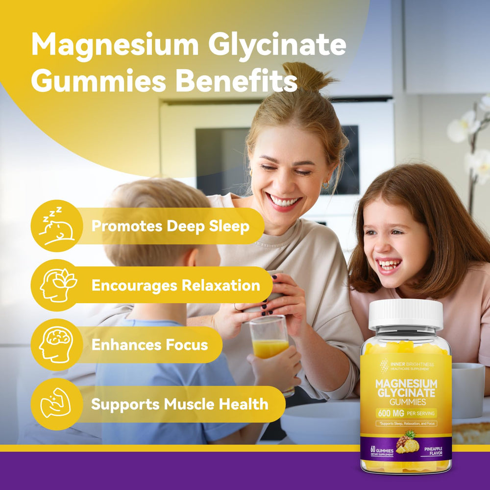 Nutrition label highlighting 600mg magnesium glycinate per serving