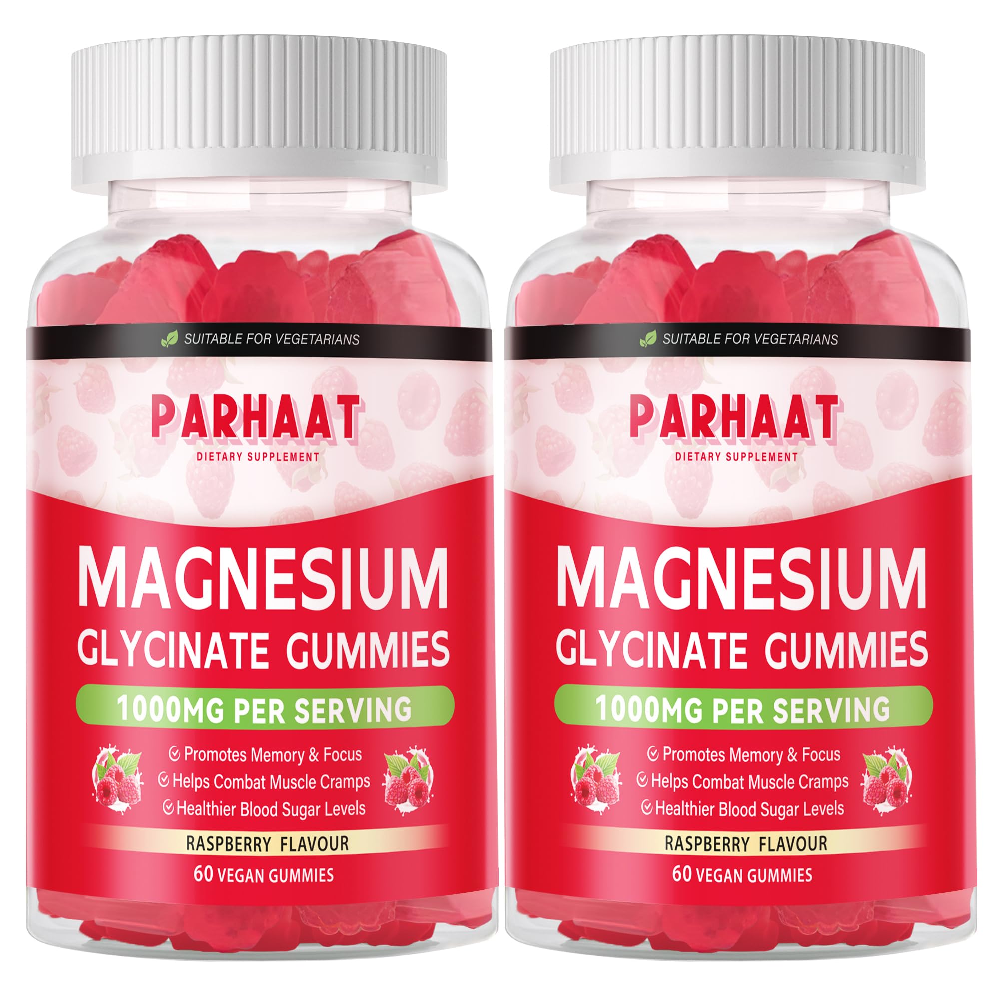 Bottle of Magnesium Glycinate Gummies Raspberry-120 chews