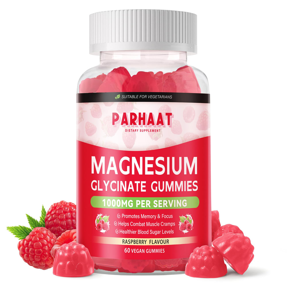 Bottle of Magnesium Glycinate Gummies Raspberry - 60 chews