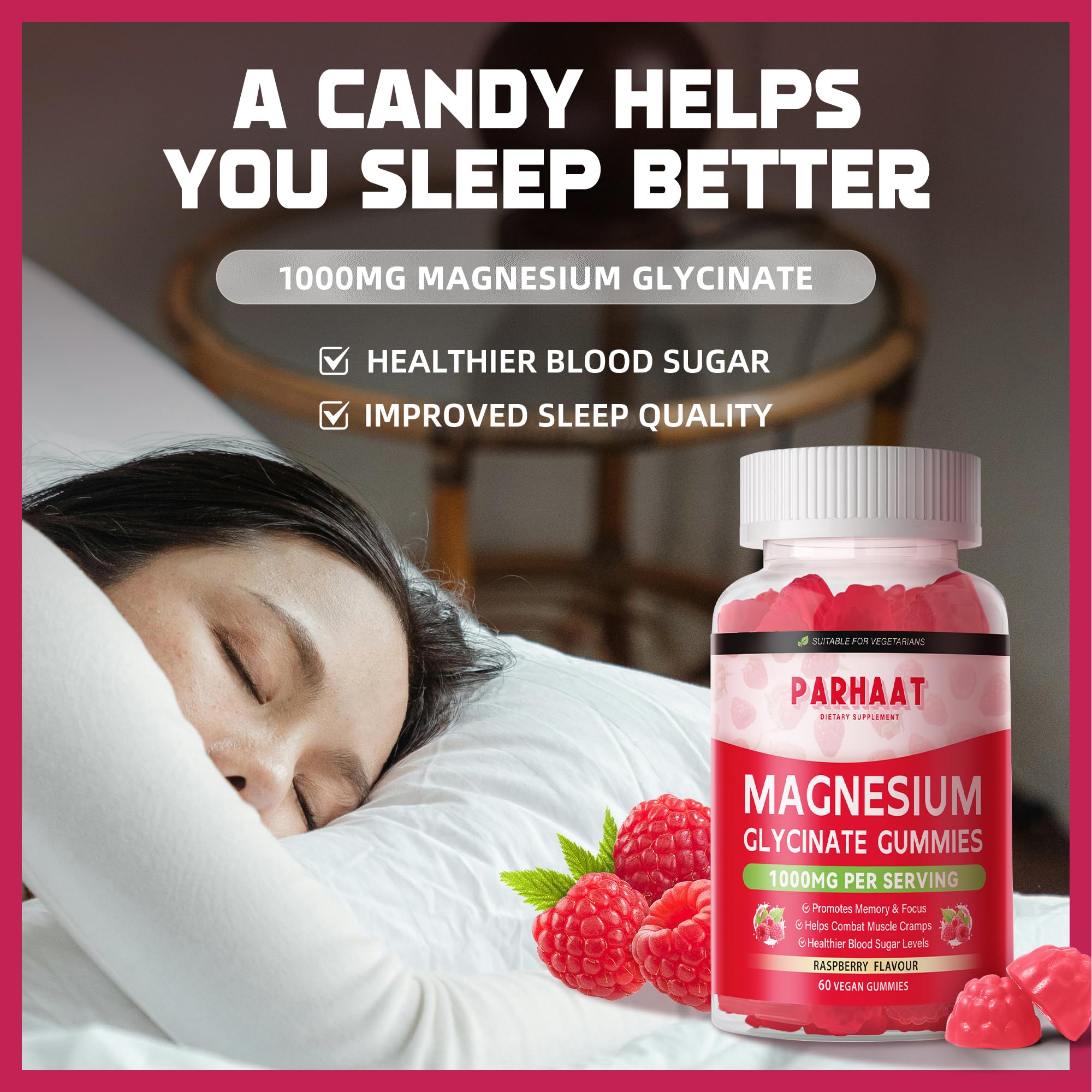 Close-up of sugar-free raspberry gummies