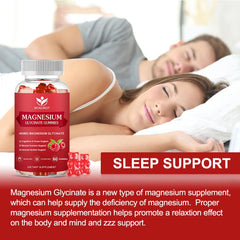 Close-up of raspberry-flavored magnesium glycinate gummy