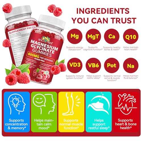 Close-up of raspberry-flavored sugar-free magnesium gummies