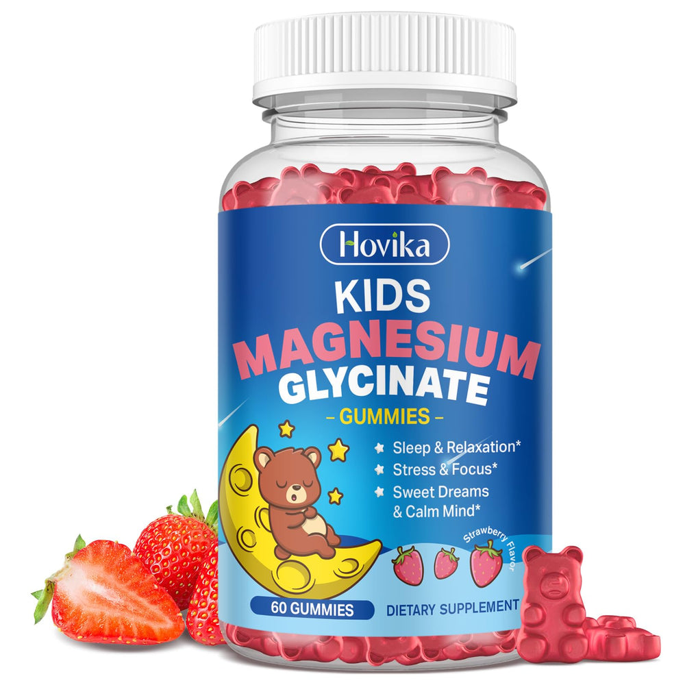 Bottle of kids magnesium glycinate gummies strawberry flavor 60 count