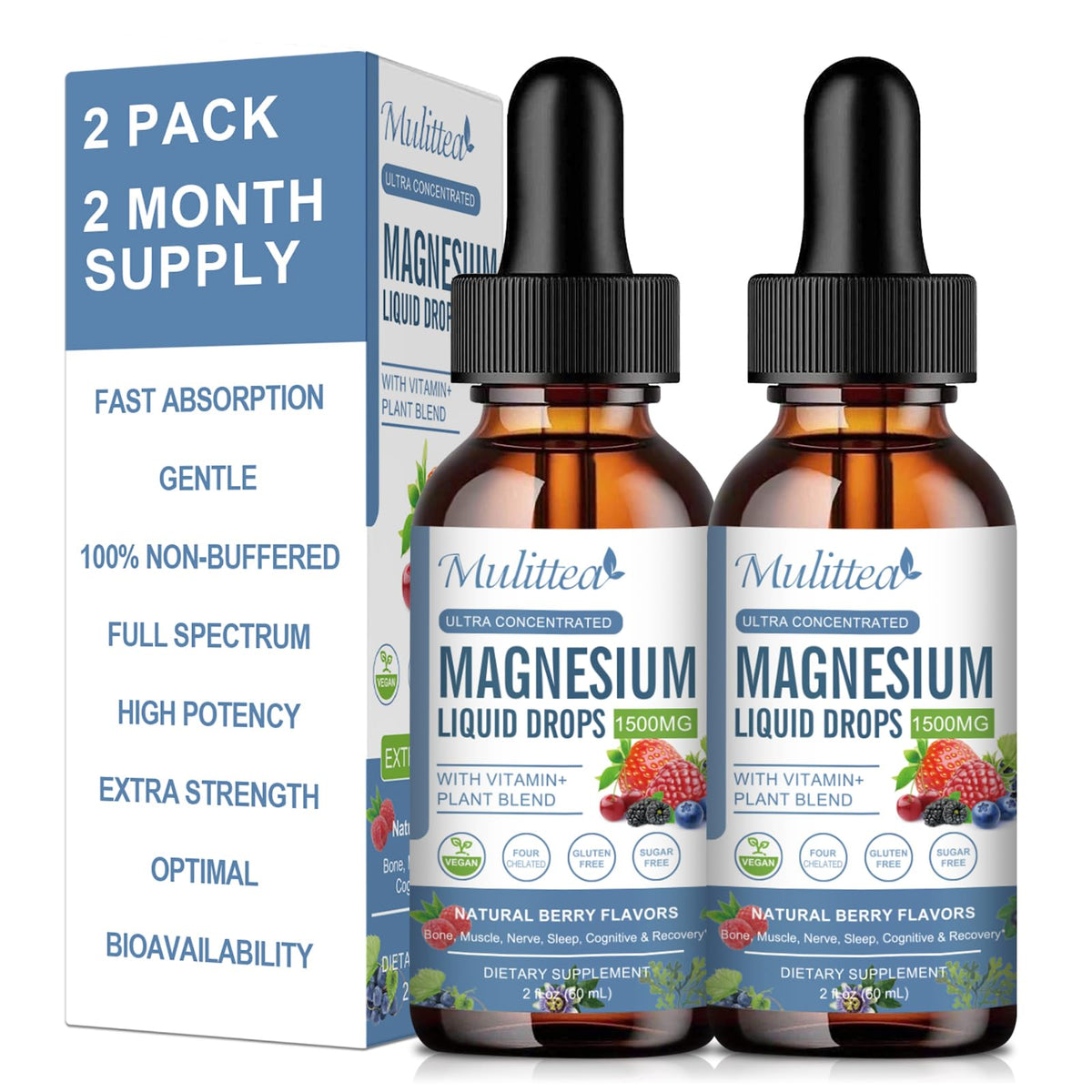 Bottle of Magnesium Glycinate Liquid Drop – sugar-free formula