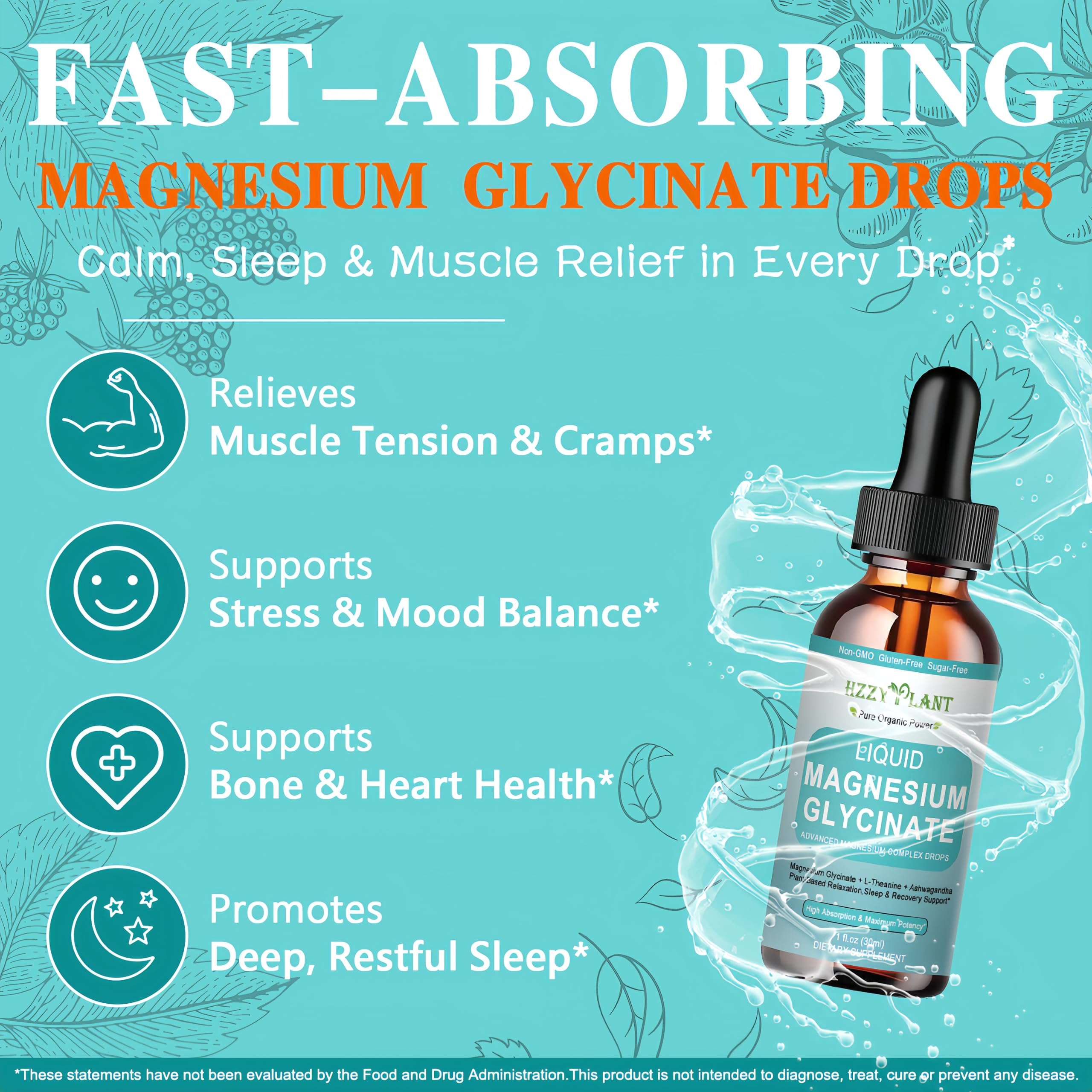 Lifestyle image illustrating sleep and relaxation with magnesium glycinate liquid drops