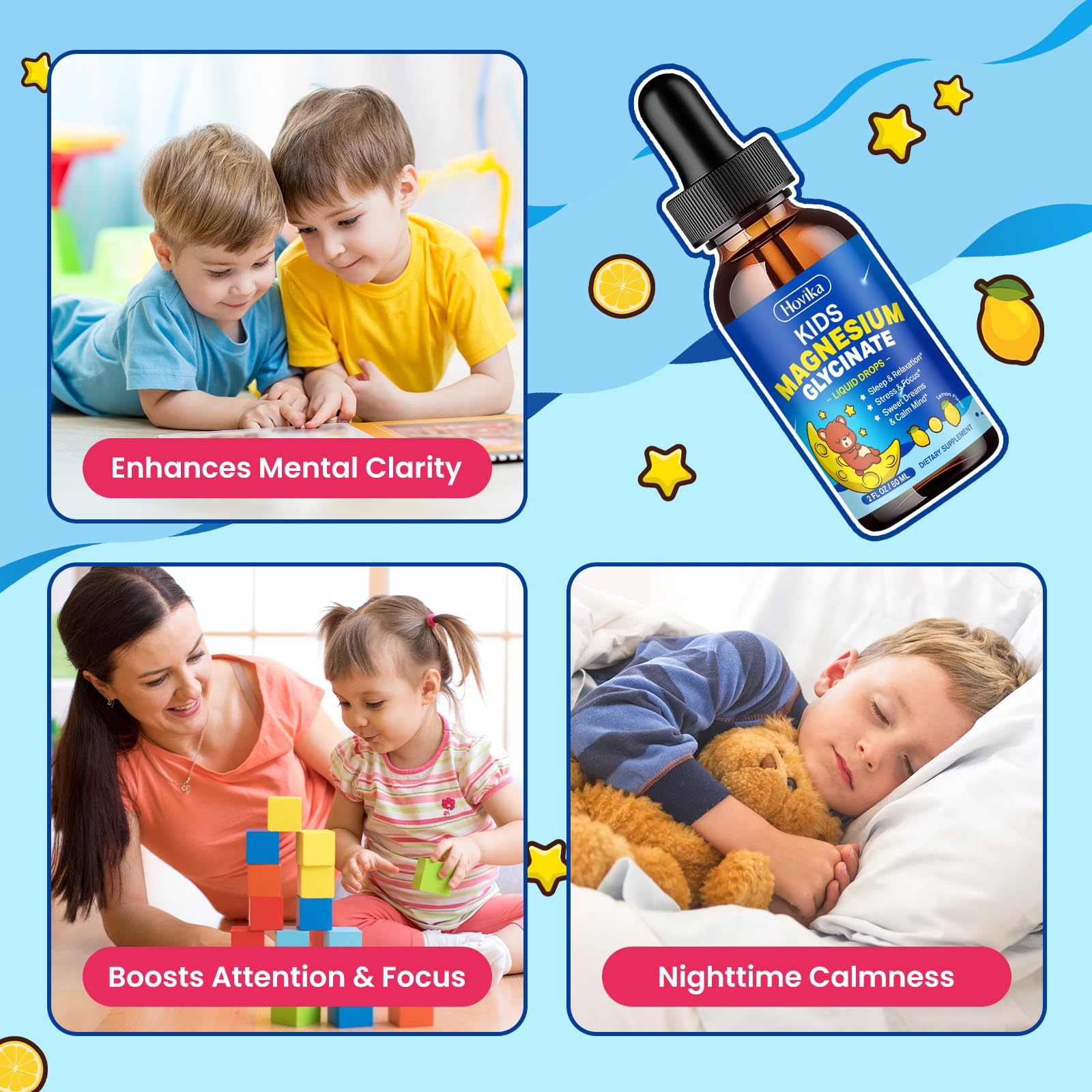 Happy child using magnesium glycinate drops