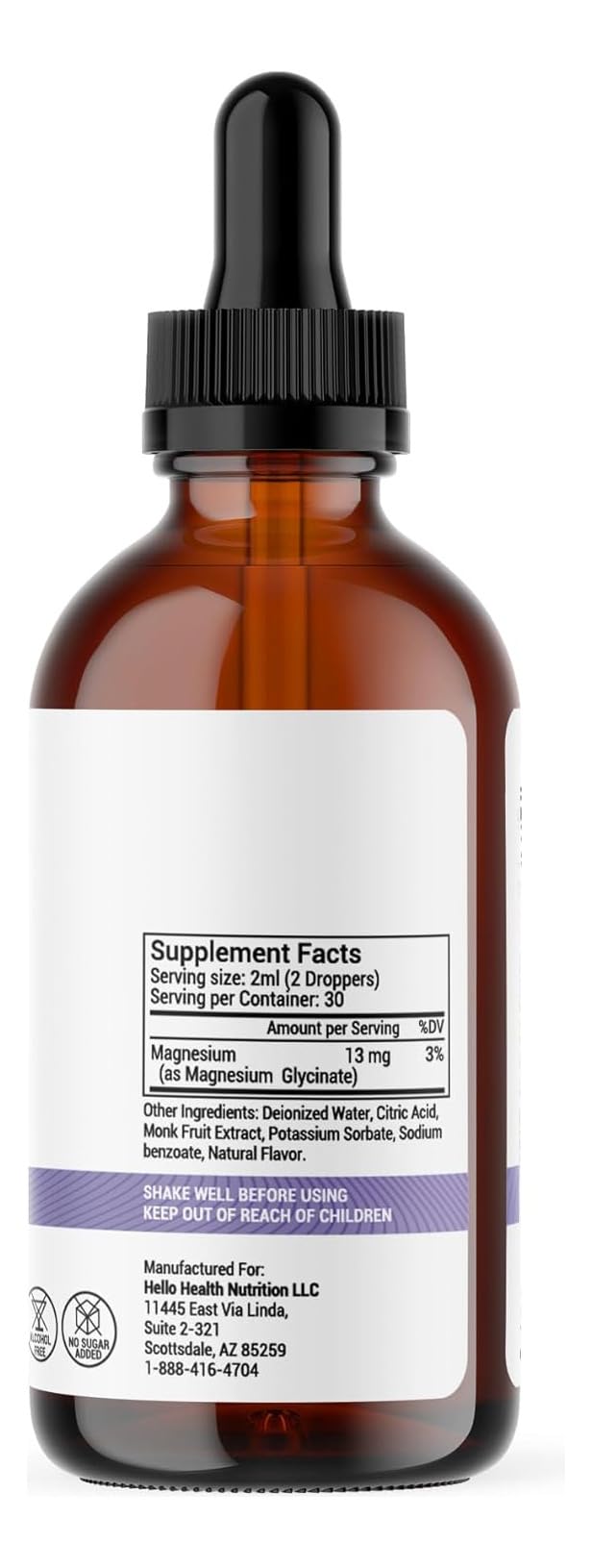 Made in USA, GMP-certified facility label for magnesium glycinate