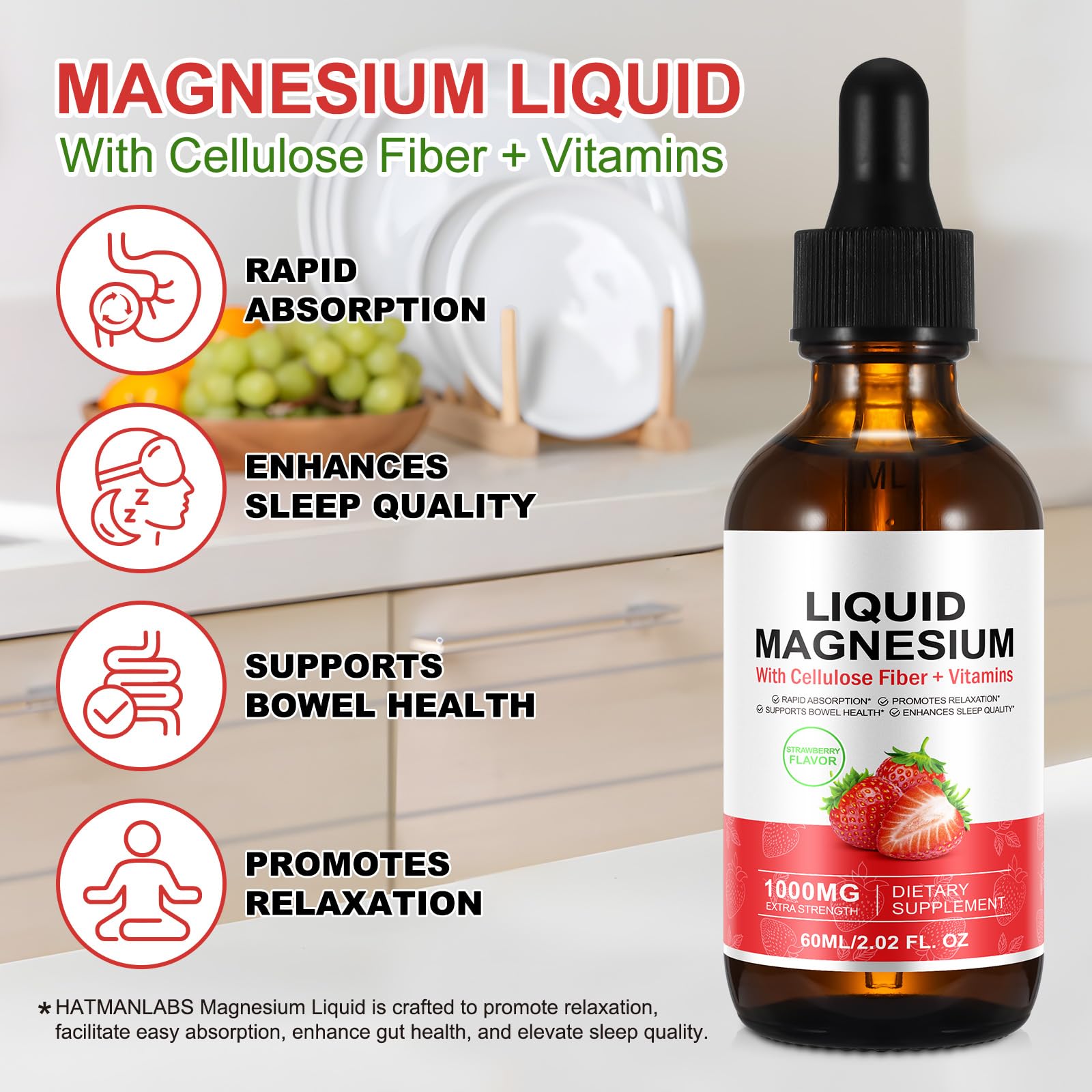 Side view of Magnesium Glycinate Liquid bottle label