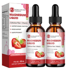 Front view of M inch Magnesium Glycinate Liquid bottle with strawberry flavor