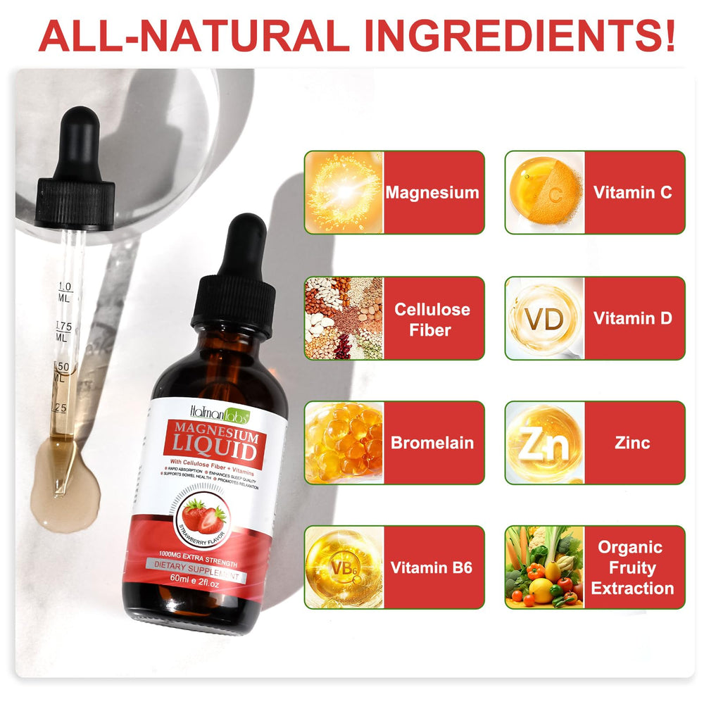 Texture close-up of strawberry flavored magnesium liquid