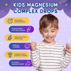 Illustration of magnesium forms glycinate, malate, taurate, and citrate for kids