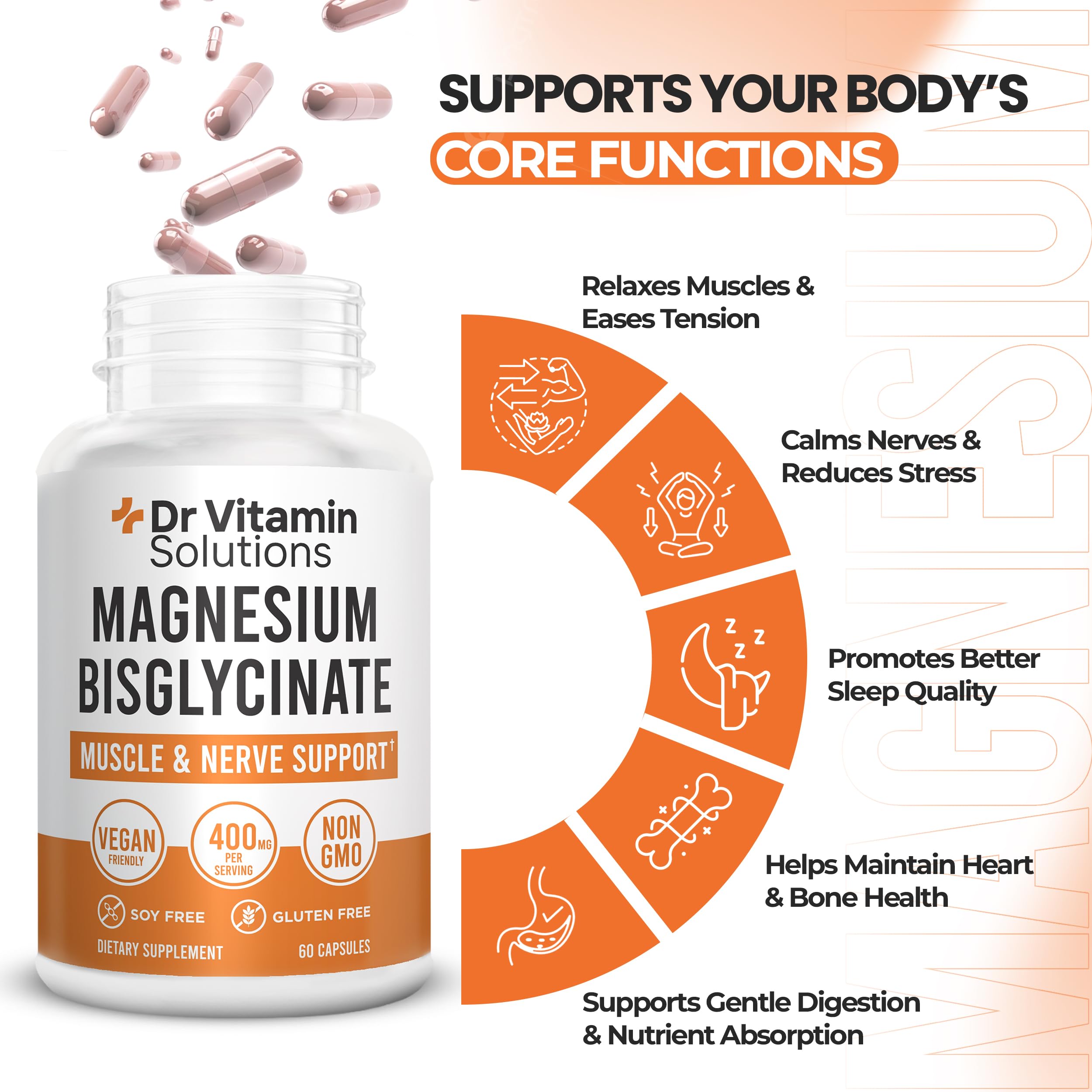 Magnesium glycinate for nerve and muscle support