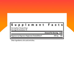 Magnesium glycinate powder scoop with 200 mg serving size