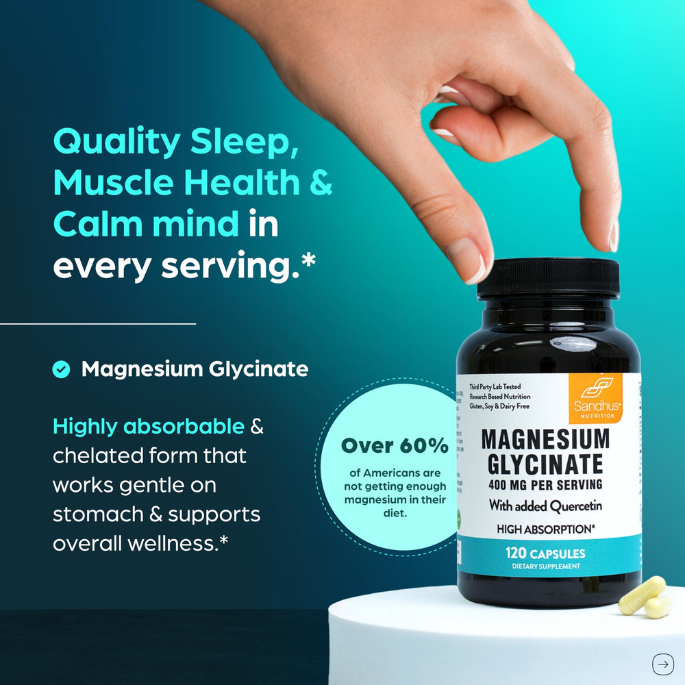 Close-up view of magnesium glycinate capsules