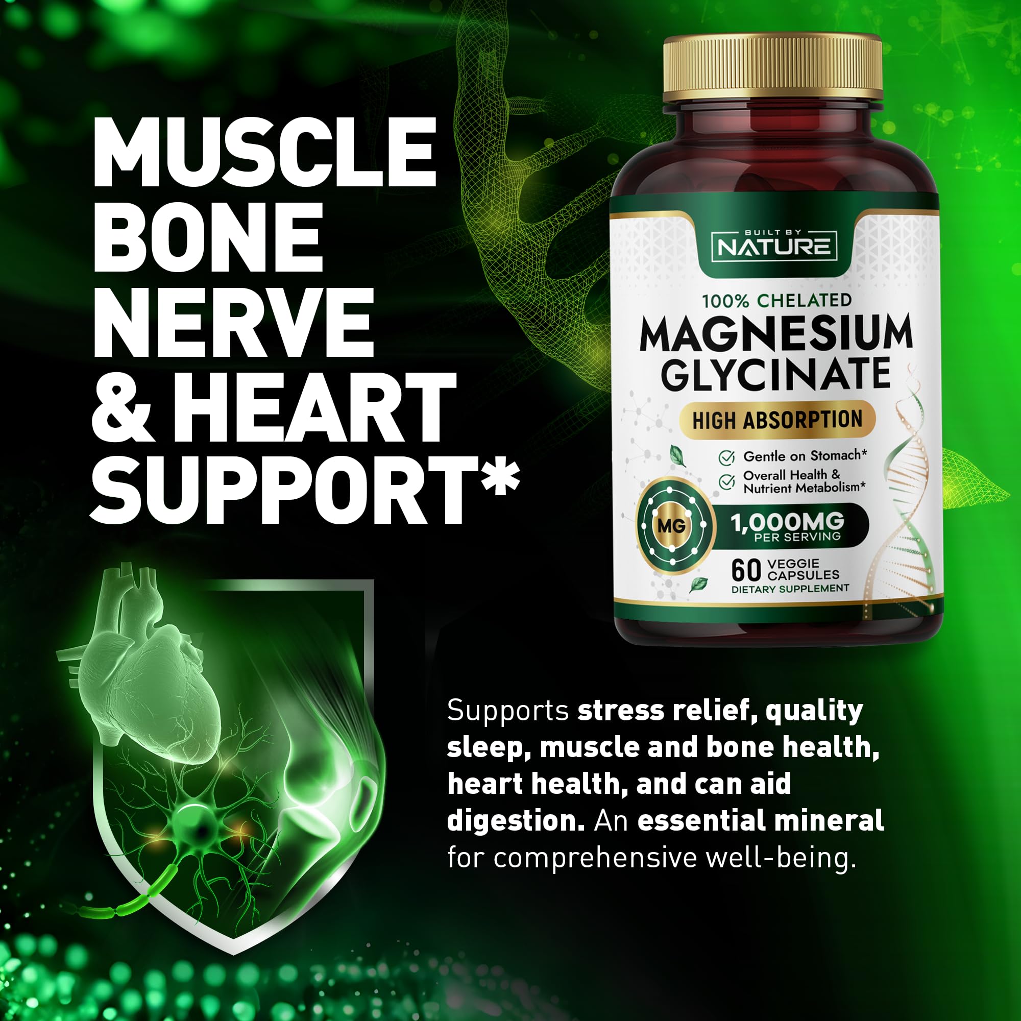 Relaxation and stress relief benefits of magnesium glycinate