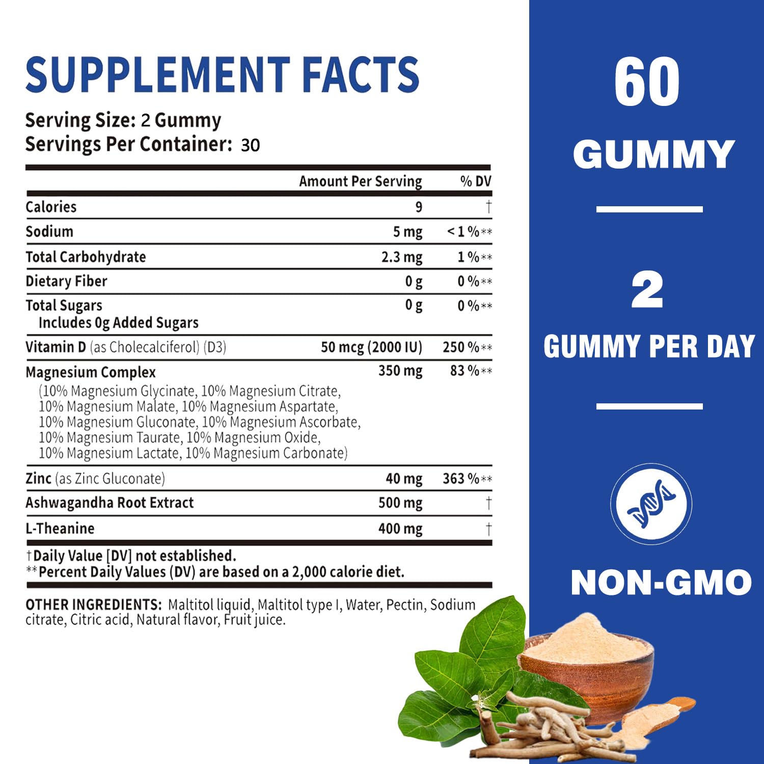 Daily serving guidance for Magnesium Gummies with two gummies