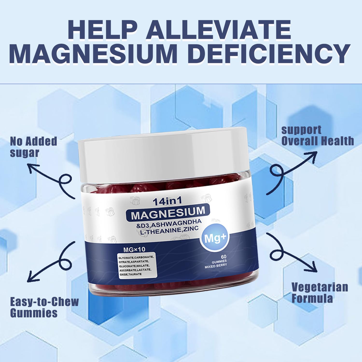 Close-up of ingredients including D3, Ashwagandha, L-Theanine and Zinc