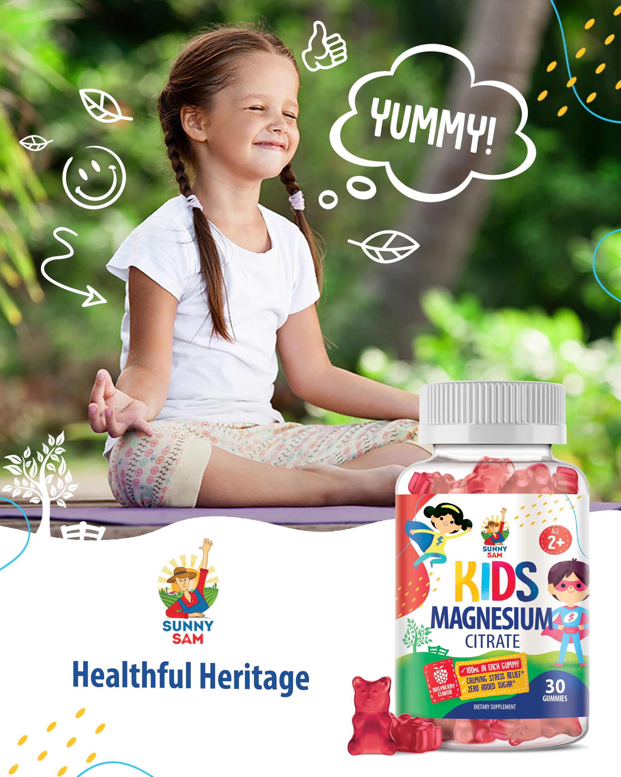 Illustration of mood and relaxation benefits from magnesium gummies