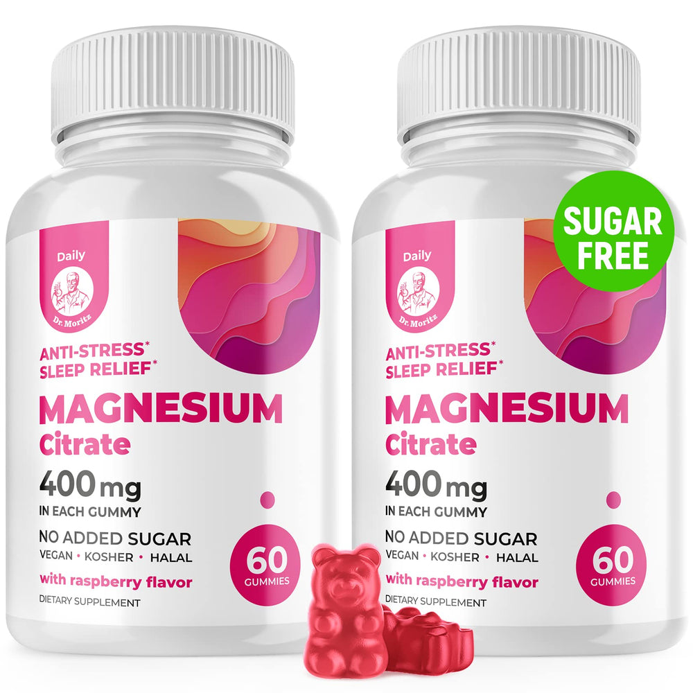 Raspberry-flavored sugar-free magnesium gummies for sleep