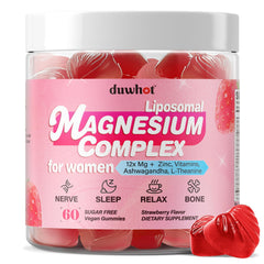 Bottle of 12-in-1 Magnesium Complex Gummies for Women with 60 vegan chews