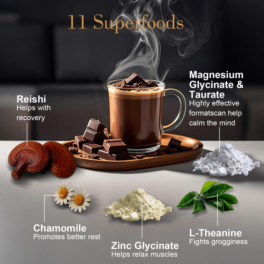 Cup of prepared magnesium hot cocoa being poured from a mug