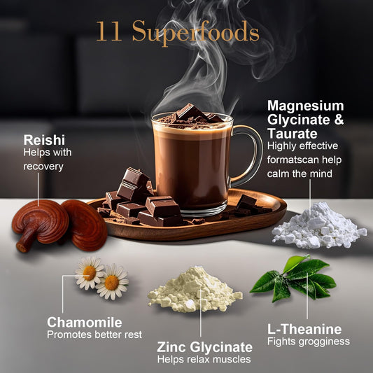 Cup of prepared magnesium hot cocoa being poured from a mug