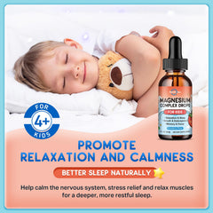 Child using magnesium glycinate liquid drops (strawberry flavor)