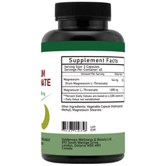 Close up of Magnesium L-Threonate capsule bottle label