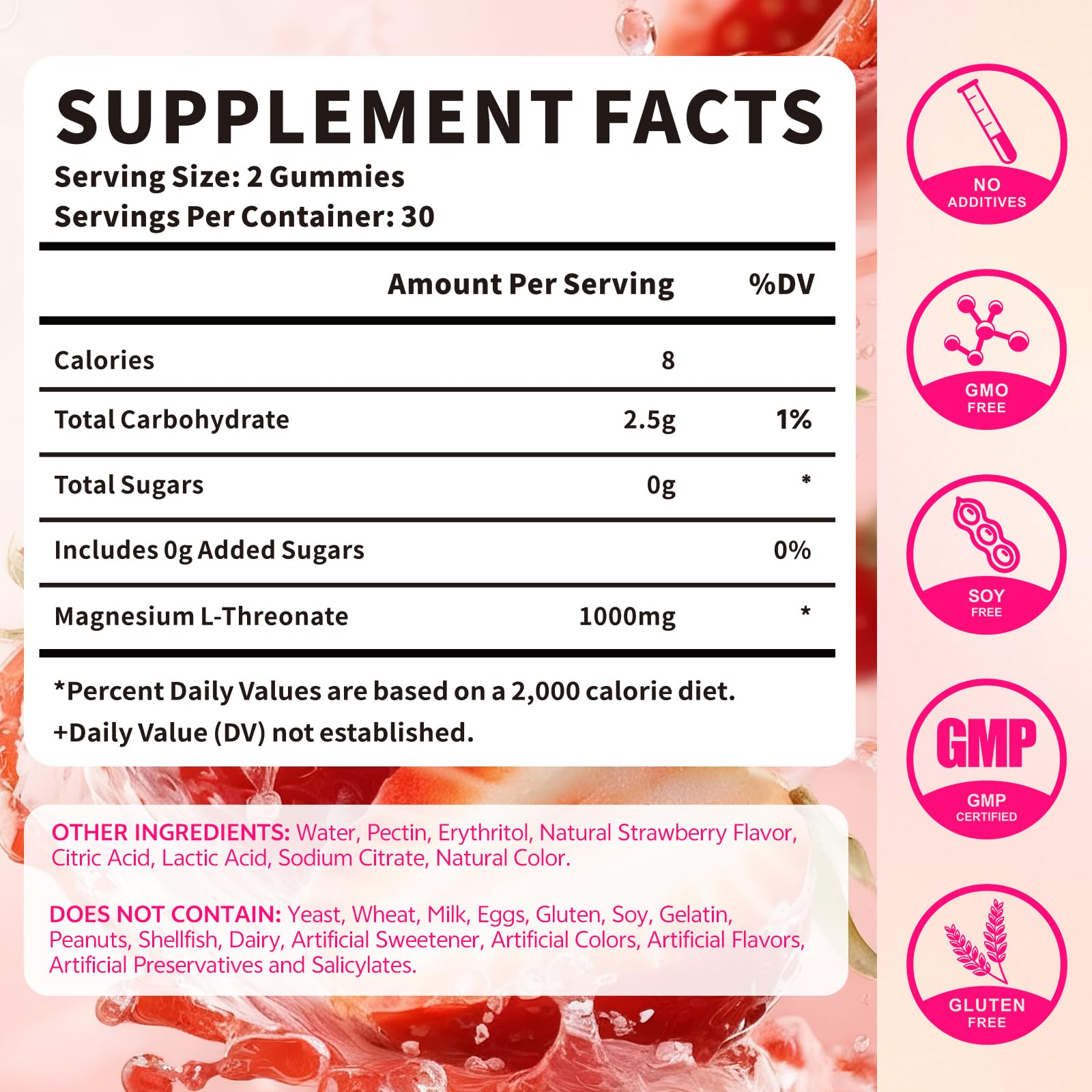 Back label with supplement facts and ingredients