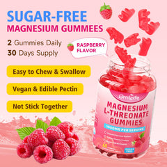 Finished product: 2-pack bottle of Magnesium L-Threonate Gummies with raspberry flavor