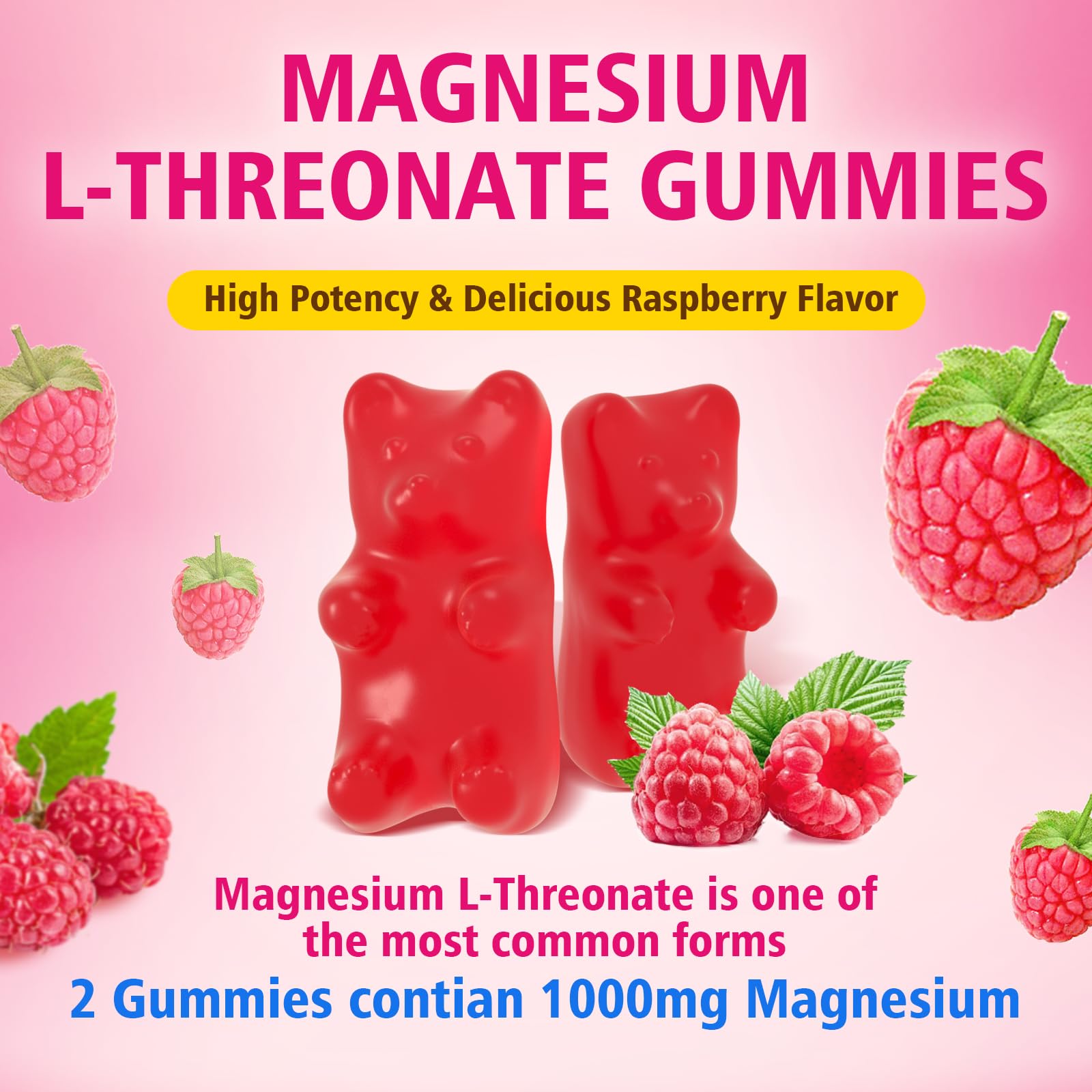 Graphic illustrating ingredients and nutrition for Magnesium L-Threonate Gummies
