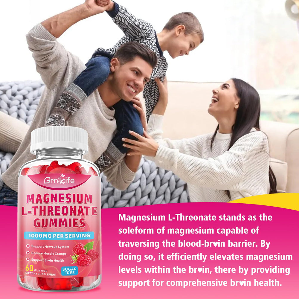 Sugar-free raspberry flavor image for Magnesium L-Threonate Gummies